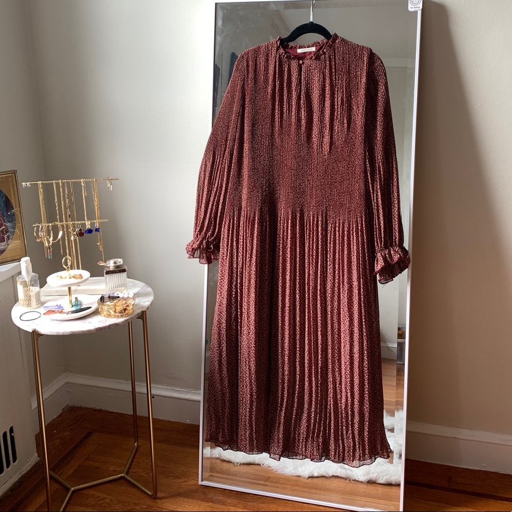 Vintage ruffle long sleeve floral cottage dress